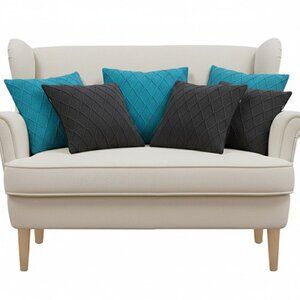 SOGA 6PC Turquoise & Charcoal Grey Diamond & Cable Knit Pillowcase Set – 45cm Cm